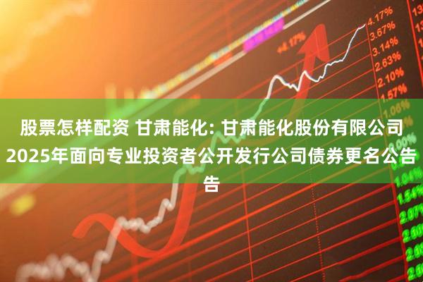 股票怎样配资 甘肃能化: 甘肃能化股份有限公司2025年面向专业投资者公开发行公司债券更名公告